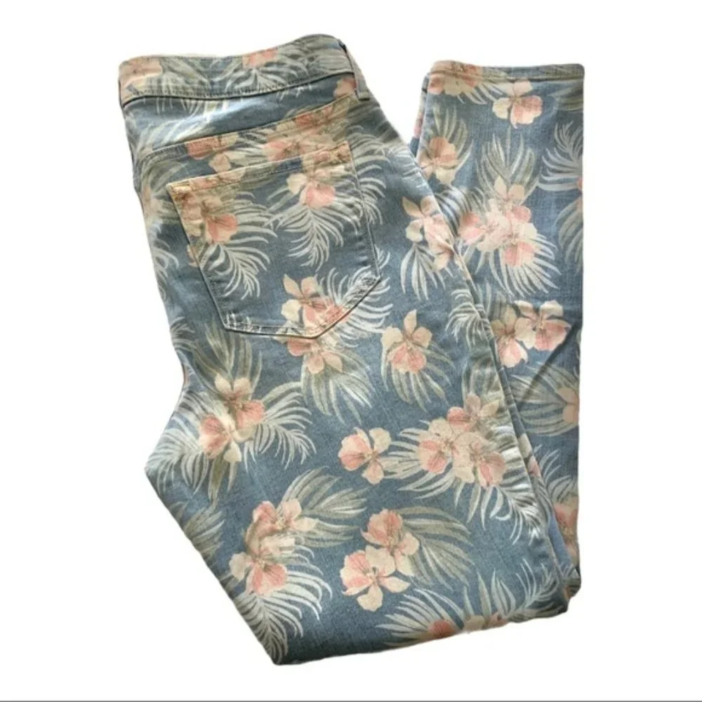 Old Navy Rockstar Jeans Sz 14 Hibiscus print - Picture 1 of 8